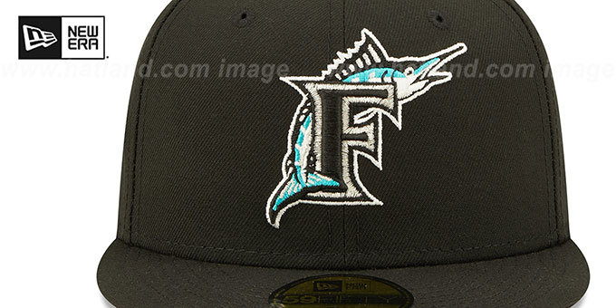 Miami Florida Marlins 1997 WS CITRUS POP Black-Yellow Fitted Hat Miami Florida Marlins 1997 WS CITRUS POP Black-Yellow Fitted Hat