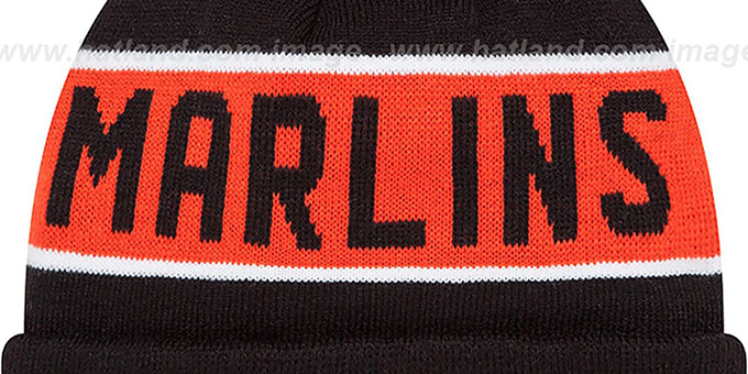 Miami Marlins THE-COACH Black Knit Beanie Hat by New Era display picture 1