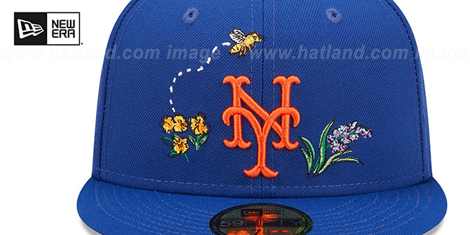 New York Mets FLORAL WATERCOLORS Royal Fitted Hat by New Era display picture 2