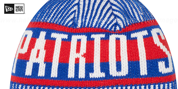 Vibrant Striped Patriot Beanie New England Patriots THROWBACK STRIPED Knit Beanie Hat main image 4