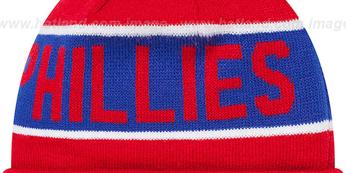 Philadelphia Phillies THE-COACH Red Knit Beanie Hat display picture 2