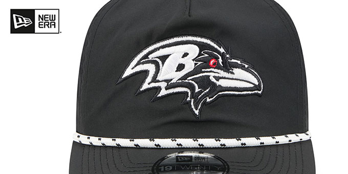 Baltimore Ravens 1920 ROPE SNAPBACK Black-White Hat display picture 1