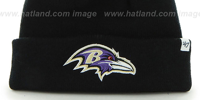 Baltimore Ravens POMPOM CUFF Black Knit Beanie Hat by Twins  display picture 1