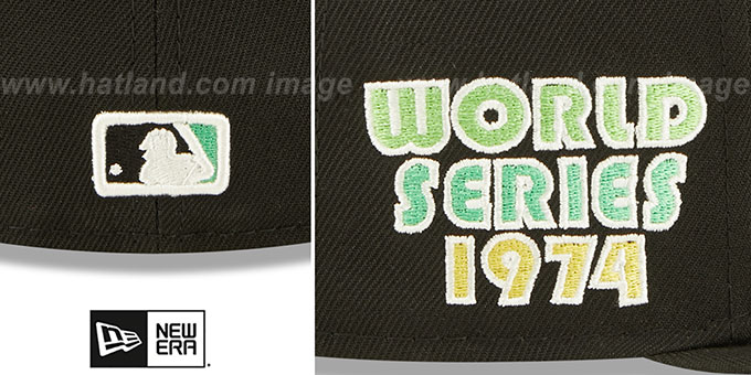 Oakland Athletics 1974 WS CITRUS POP Black-Green Fitted Hat