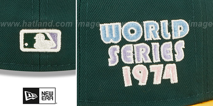 Oakland Athletics 1974 WS POP-SWEAT Green-Gold-Lavender Fitted Ha