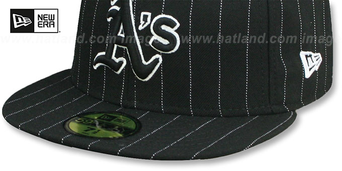 Oakland Athletics PINSTRIPE Black-White Fitted Hat
