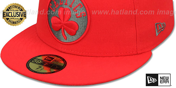 red celtics hat