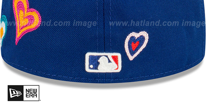 LOS ANGELES DODGERS CHAIN STITCH HEART FITTED HAT Los Angeles Dodgers CHAIN STITCH HEARTS Royal Fitted Hat main image 3