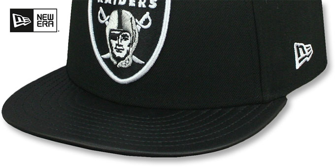 Las Vegas Raiders LEATHER VIZE TEAM-BASIC Black-White Fitted Hat