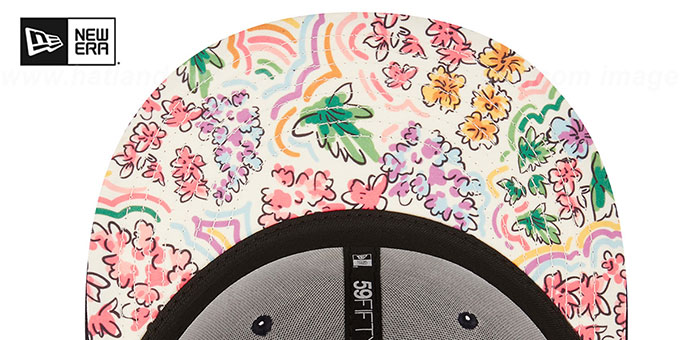 New York Yankees FLORAL WATERCOLORS Navy Fitted Hat display picture 1