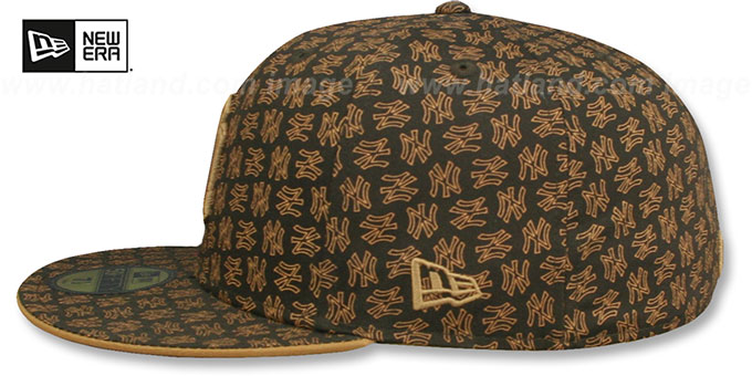 New York Yankees NY ALL-OVER FLOCKING Brown-Wheat Fitted Hat