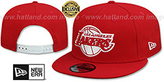 black and red lakers hat