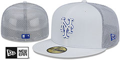 New York Mets BATTING PRACTICE TRUCKER White Fitted Hat