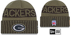 Green Bay Packers 2025 SALUTE-TO-SERVICE Olive Knit Beanie Hat