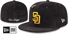 San Diego Padres LETTERMAN PIN CORDUROY Brown Fitted Hat