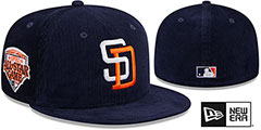 San Diego Padres OLD SCHOOL CORDUROY SIDE PATCH Navy Fitted Hat