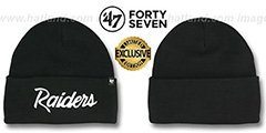 Oakland Raiders TEAM-SCRIPT Black-White Knit Beanie Hat by Twins