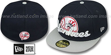 [New Era] 25年★HOT★ 940 MLB SCRIPTS LOGO NY Yankees Navy New Era New York Yankees 940 Adjustable Hat MLB Navy League