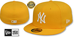 New York Yankees TEAM BASIC Gold White Fitted Hat by New Era