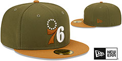 ❤︎ New Era 2SET Philadelphia 76ers 2T COLOR PACK Olive-Tan Fitted Hat