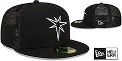 Tampa Bay Rays BATTING PRACTICE TRUCKER Black-White Fitted Hat