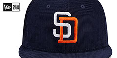 San Diego Padres OLD SCHOOL CORDUROY SIDE-PATCH Navy Fitted Hat