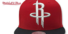 Mitchell & Ness Houston Rockets Snapback Hat - Red XL Logo, 2-Tone, Adjustable Wool Blend Cap