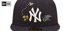 New York Yankees FLORAL WATERCOLORS Navy Fitted Hat display picture 2