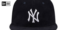 New York Yankees OLD SCHOOL CORDUROY SIDE-PATCH Navy Fitted Hat